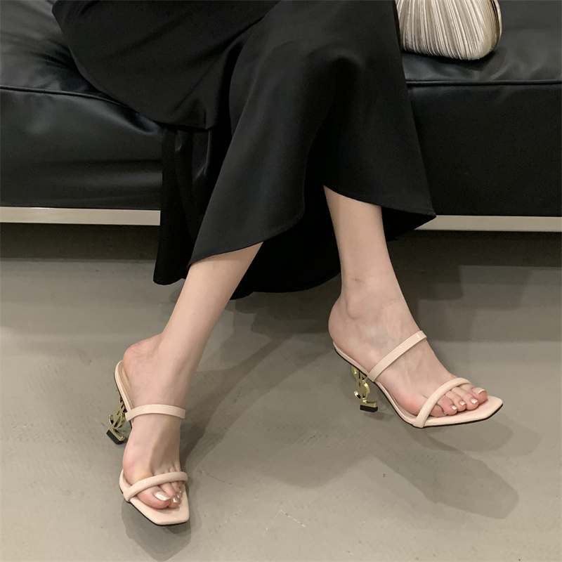 Women's Elegant Open Toe High Heel Sandals with Hollow Out Square Toe and Strappy Design - Image 3