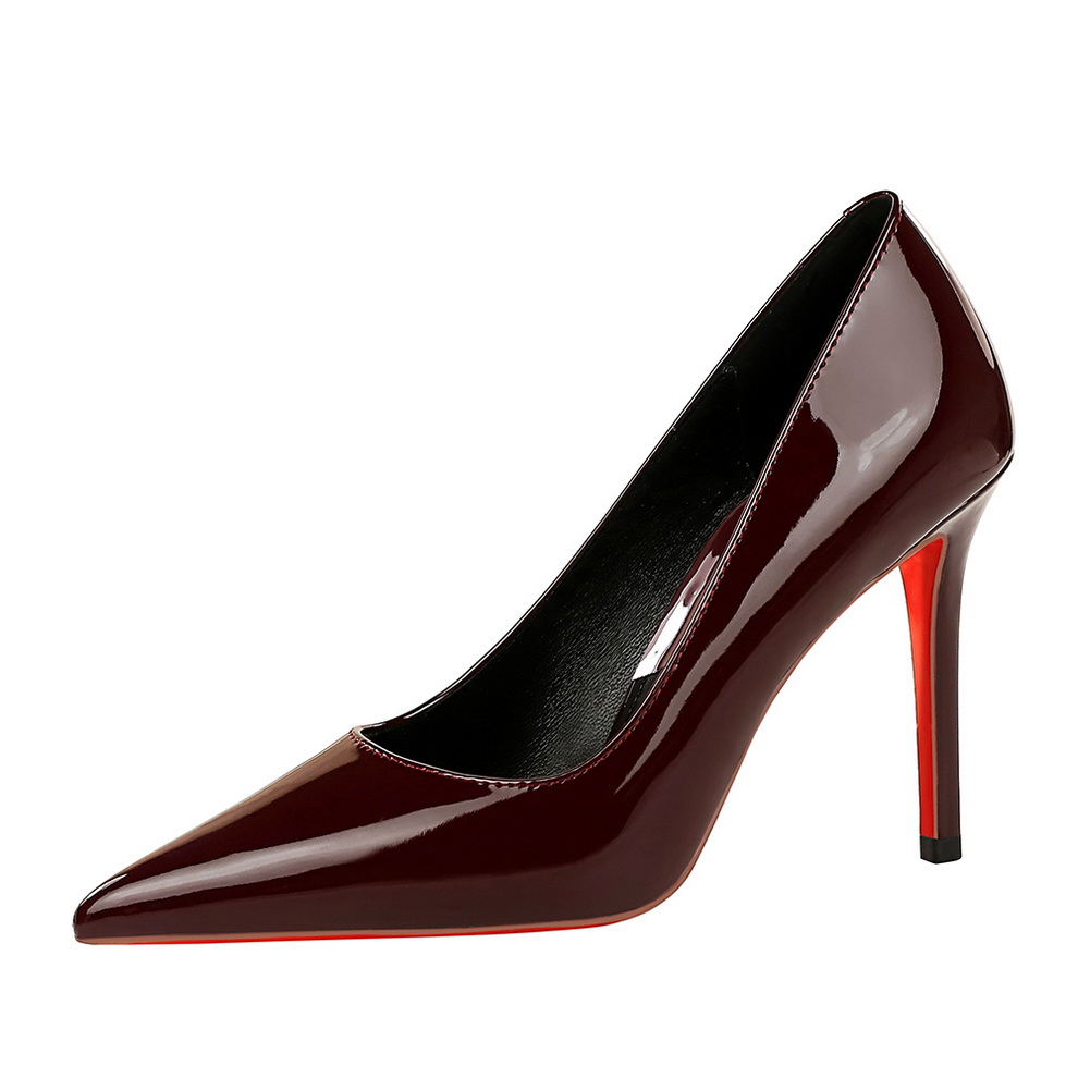 BIGWOOD Women's Patent Leather Pointed Toe High Heel Shoes - 10cm Stiletto, Red, Sizes 34-40 - Image 5