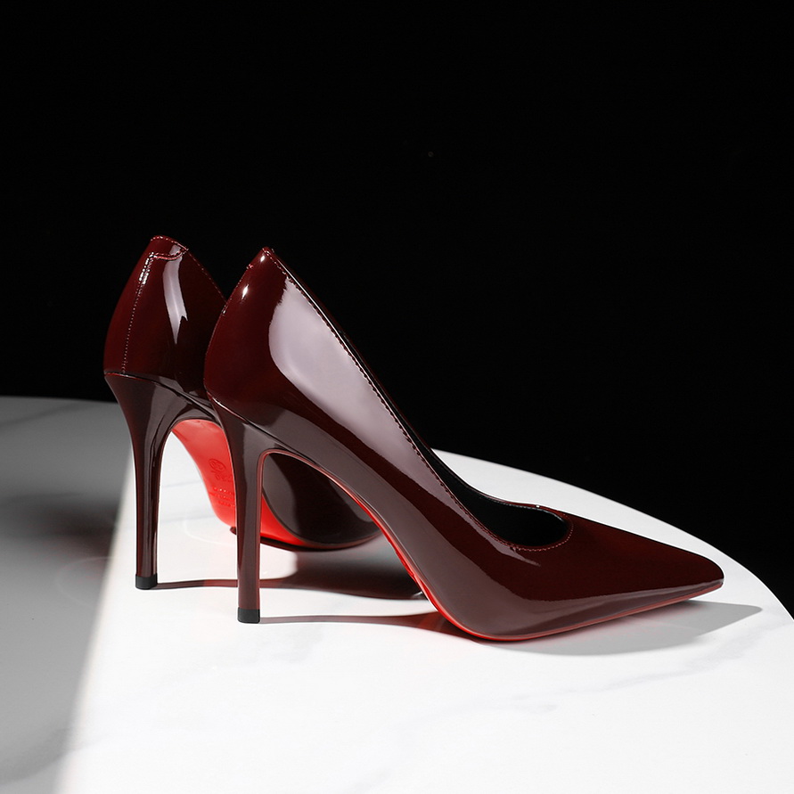 BIGWOOD Women's Patent Leather Pointed Toe High Heel Shoes - 10cm Stiletto, Red, Sizes 34-40