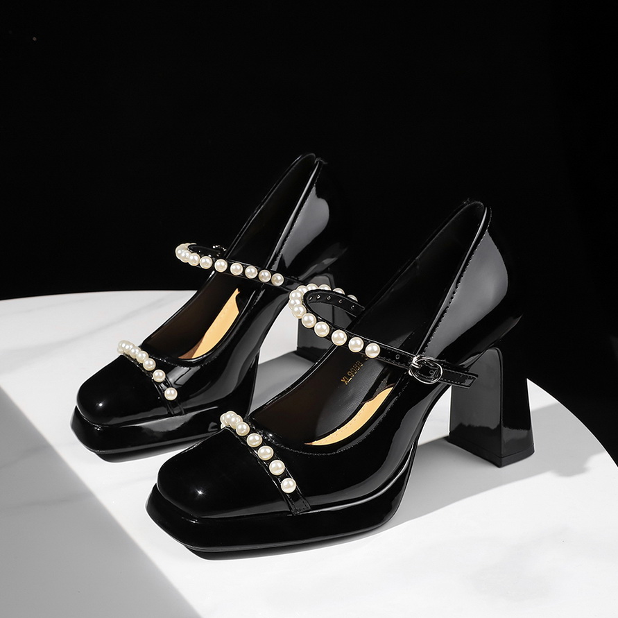 BIG WOOD Women's Round Toe Chunky Heel Pearl Buckle Strap Shoes - European American Style Platform Mary Janes - Image 2