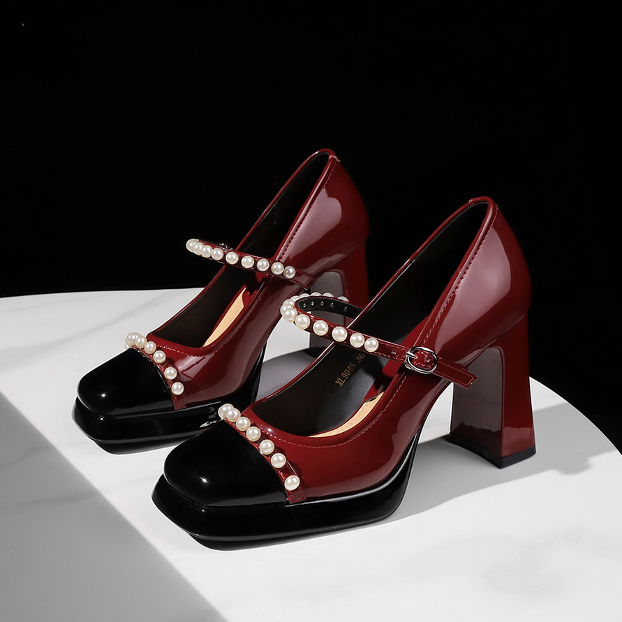 BIG WOOD Women's Round Toe Chunky Heel Pearl Buckle Strap Shoes - European American Style Platform Mary Janes - Image 3