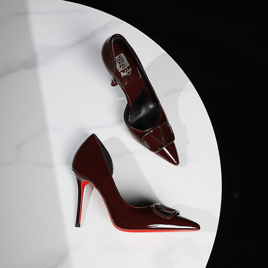 BIGWOOD Women's Sexy Red Sole High Heel Shoes Pointed Toe Shallow Mouth Side Hollow Party Shoes - Image 4