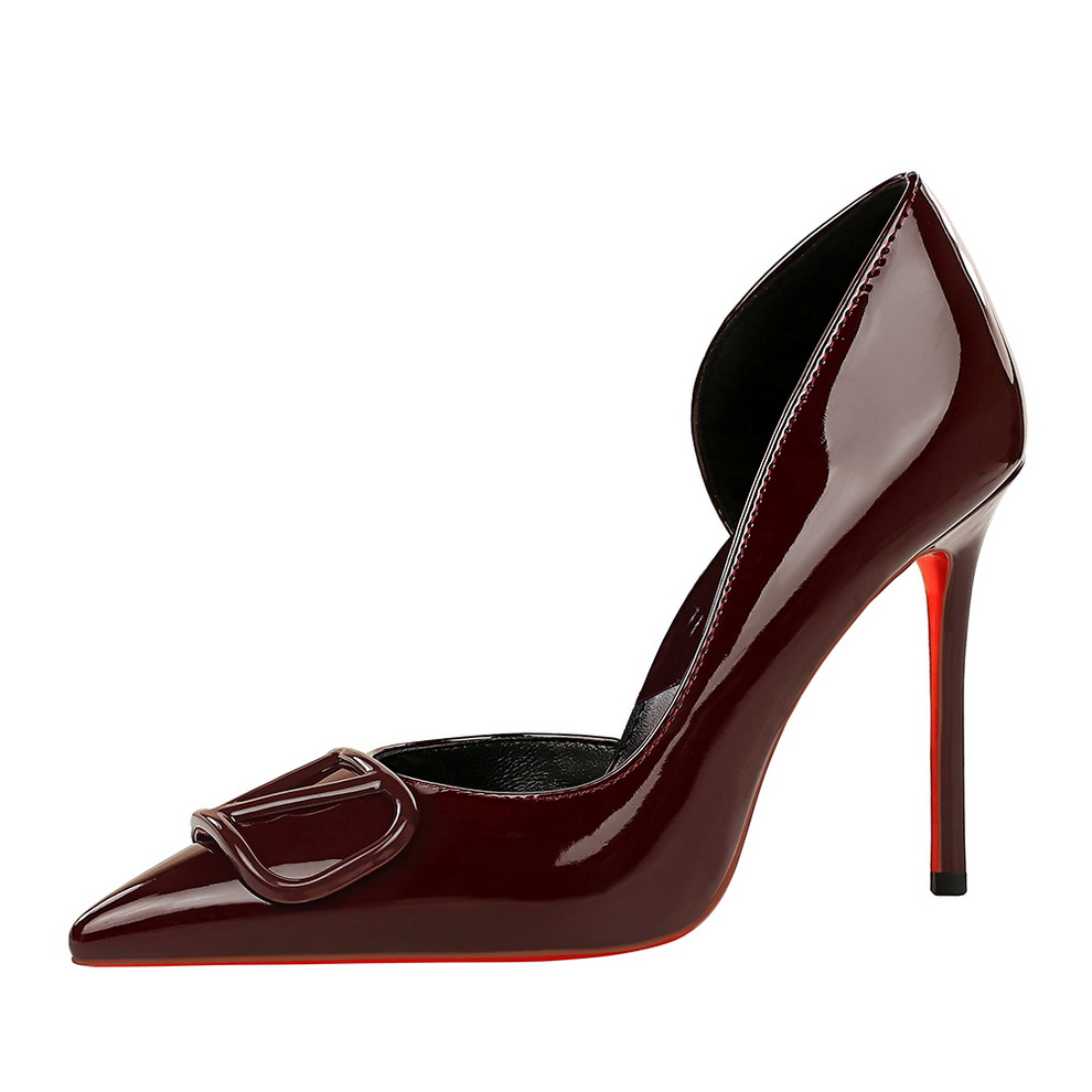 BIGWOOD Women's Sexy Red Sole High Heel Shoes Pointed Toe Shallow Mouth Side Hollow Party Shoes - Image 5