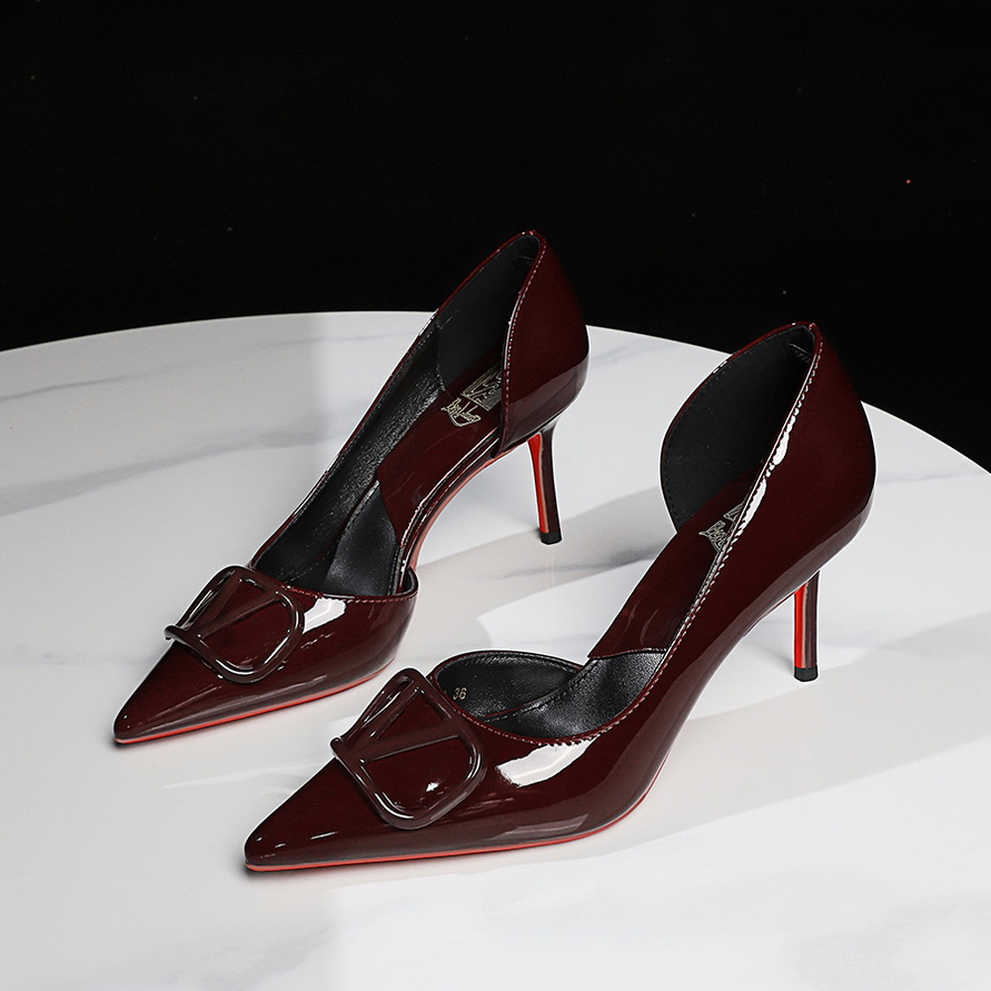 European American Style Sexy Thin Heel Red Sole High Heel Shoes Fashion V-Cut Pointed Toe Side Open Banquet Women's Shoes - Image 2