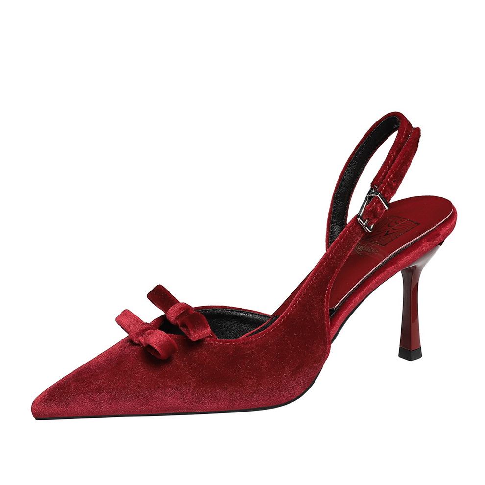 BIG WOOD Women's Pointed Toe Bowknot Slingback Flats - European American Style, Low Cut, Thin Heel, Backless - Image 5