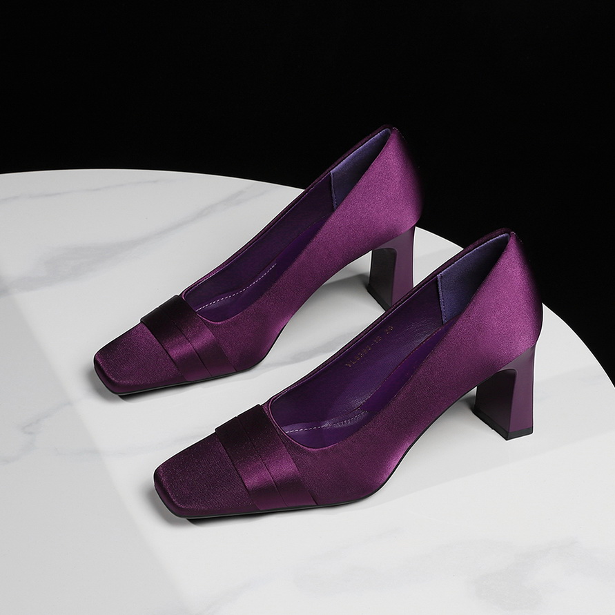 European American Style Fashion Velvet Bow Pointed Toe Shallow Mouth One-Button Strap Thin Heel High Backless Women's Shoes - Image 3