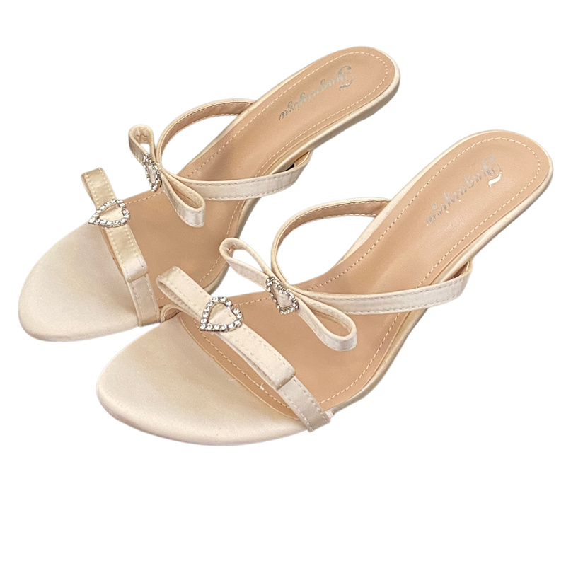 Sexy Open Toe High Heel Slippers with Rhinestone Bow and One-Strap for Women Summer 2026 - Image 5