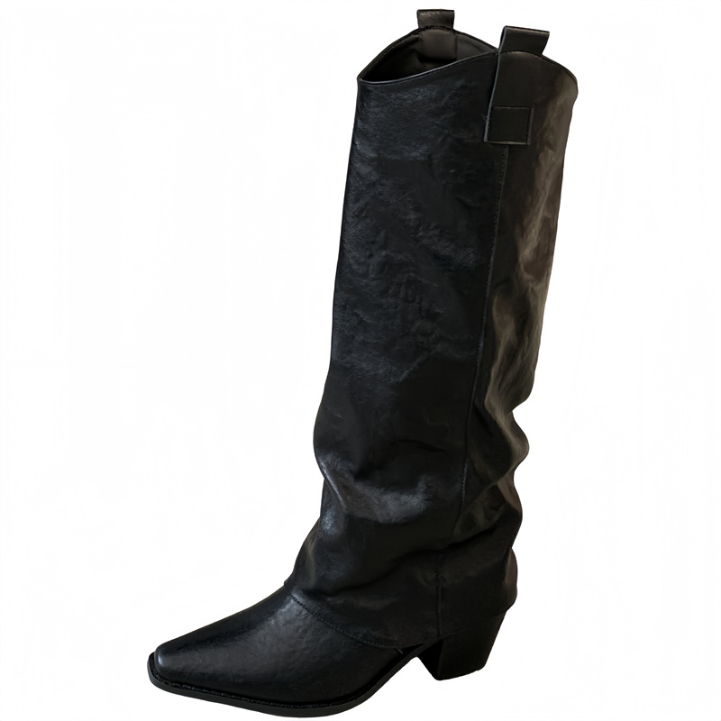 New Maillard Retro Tube Boots Pointed Toe High Top High Heel Stacked Boots Knight Boots Long Boots Women - Image 5